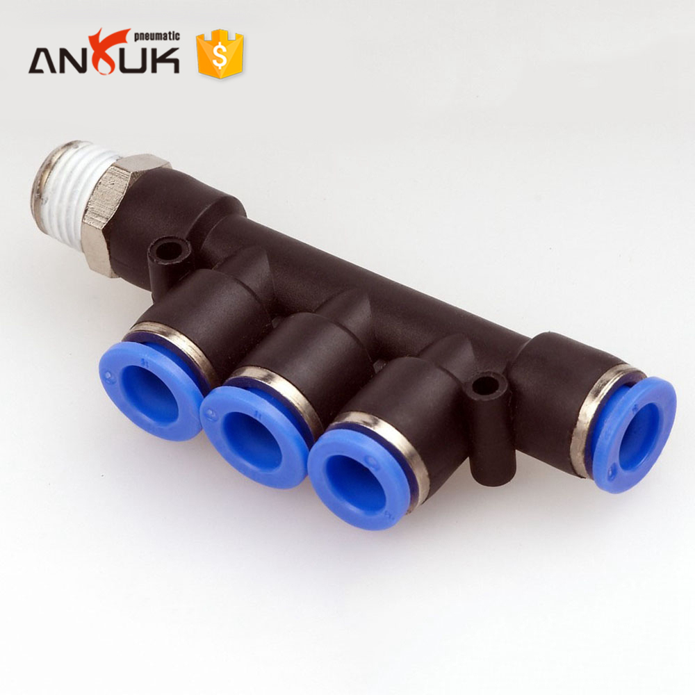 Conector de tubo de aire de plástico de 5 vías serie PKD accesorio de tubo de manguera de aire neumático